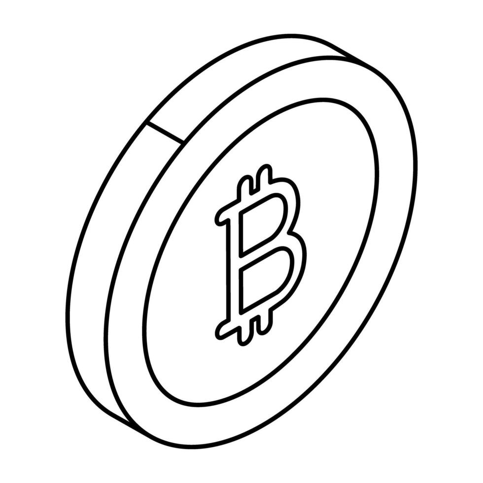 A flat design icon of bitcoin vector