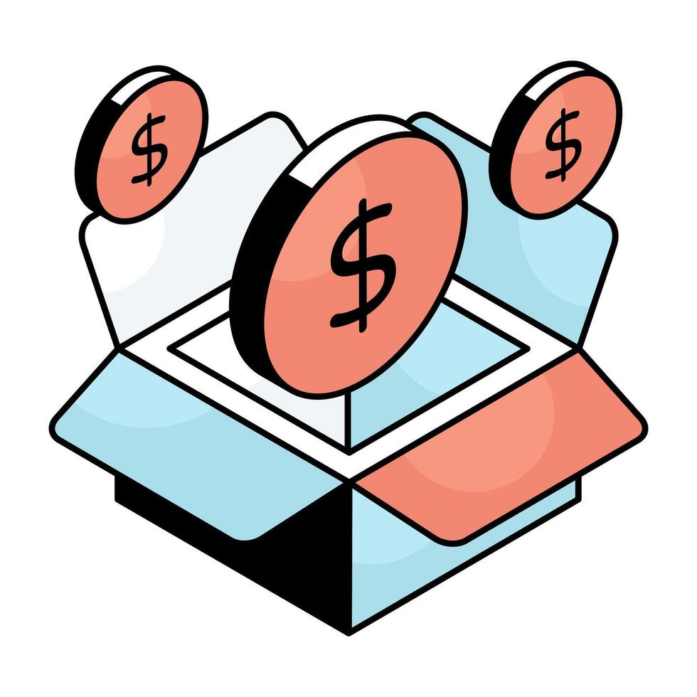 A beautiful design icon of coin parcel vector