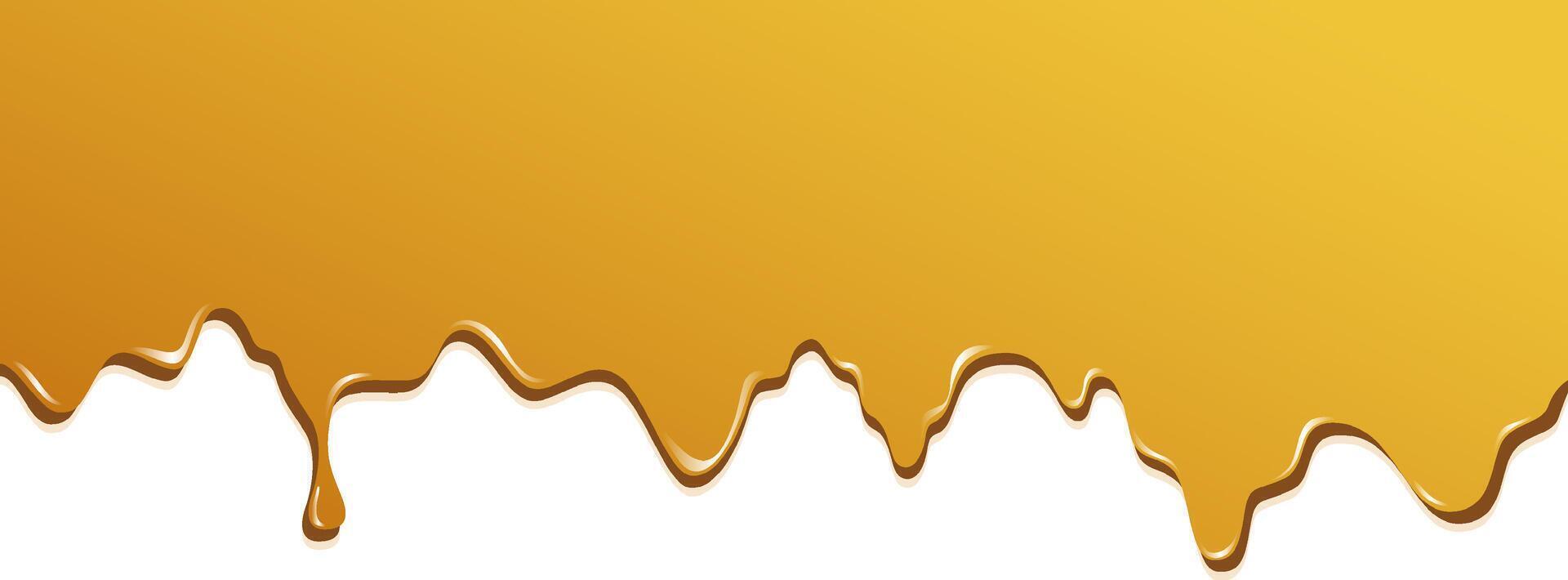 Golden syrup dripping on a white background vector