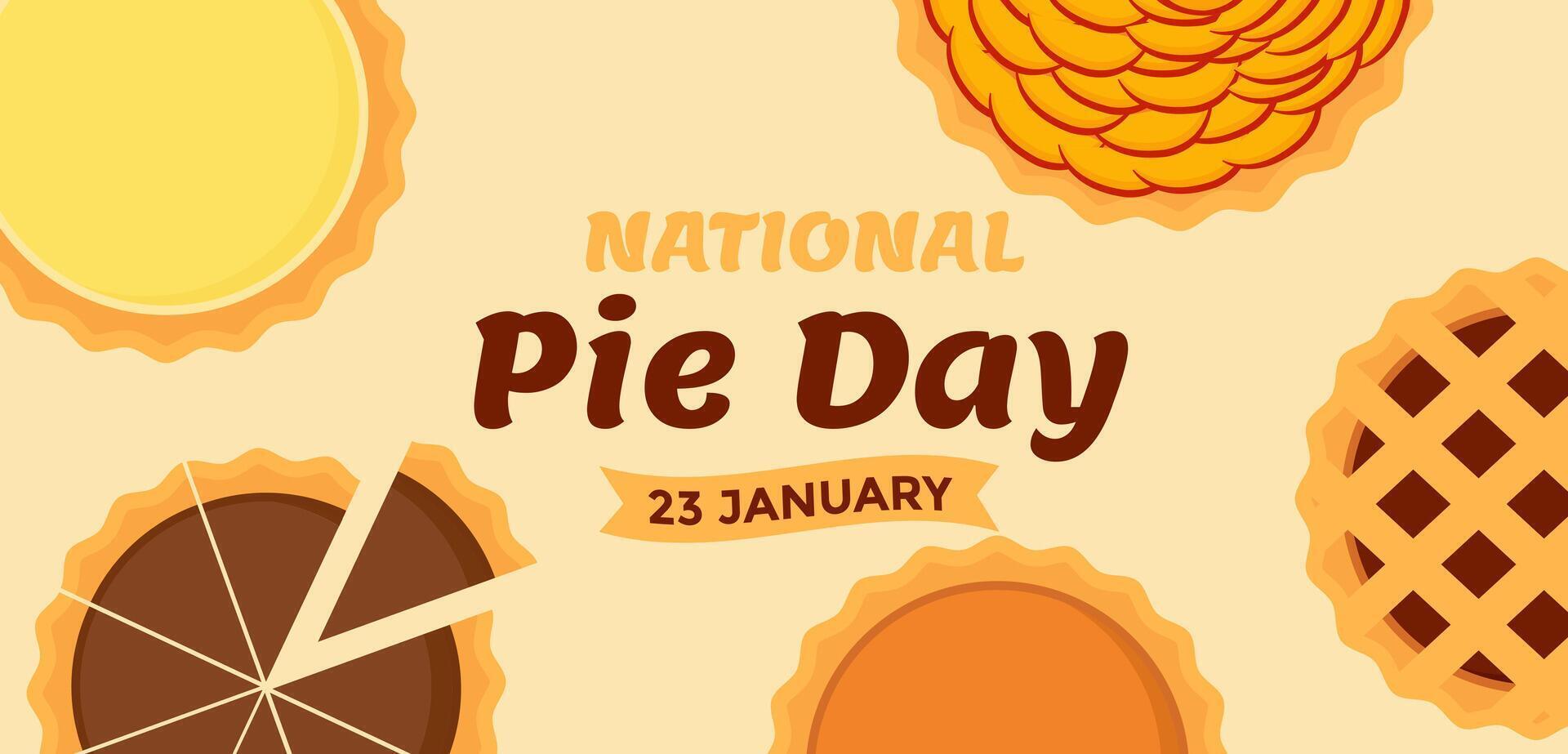 National Pie Day on January 23 template for holiday poster, banner, flyer, card.. Hand drawn templates Illustration vector