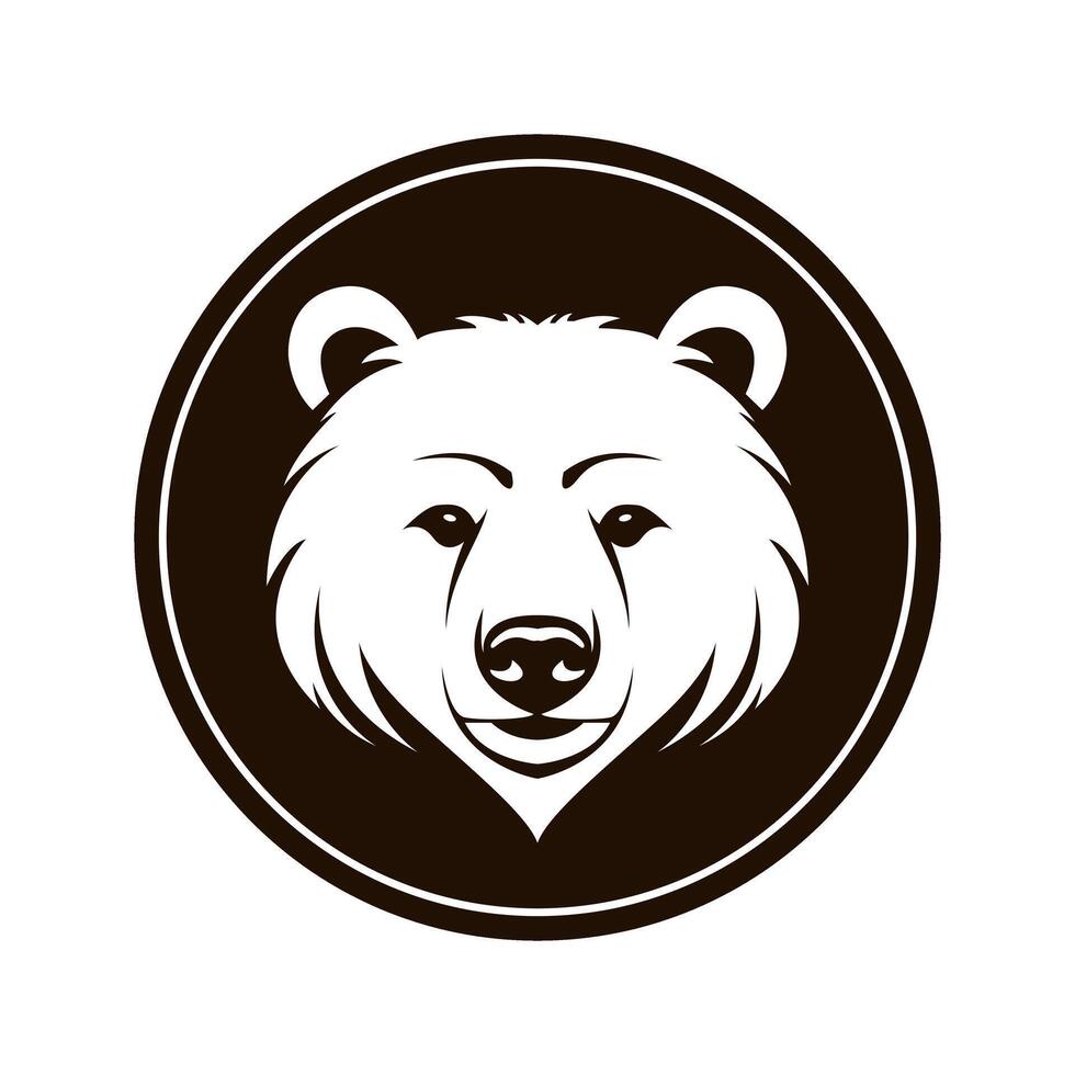 a bear head in a circle logo vector