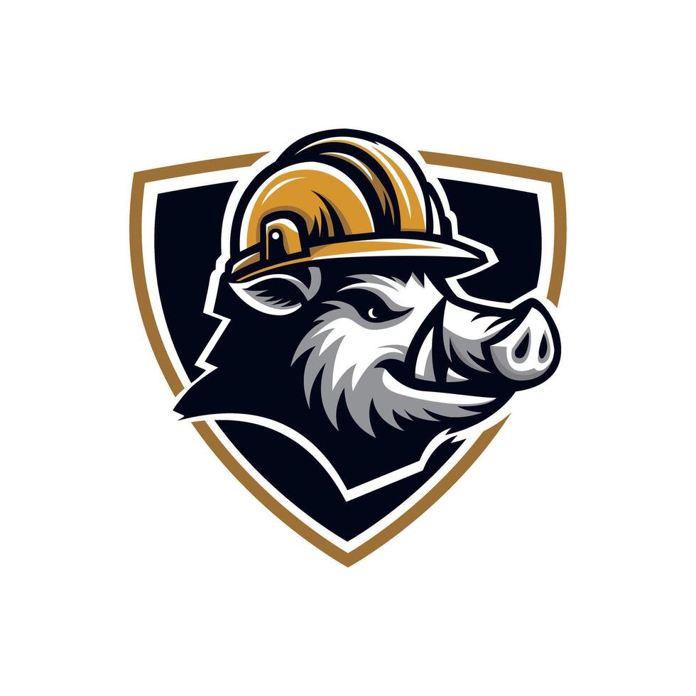 mascot icon head of construction worker with hard hat on shield set inside shield crest on isolated vector