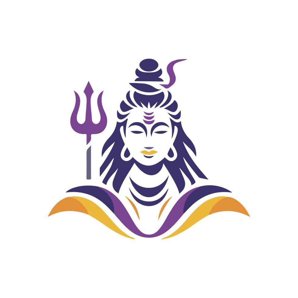 lord Shiva, the lord of the gods, in a purple and yellow color vector