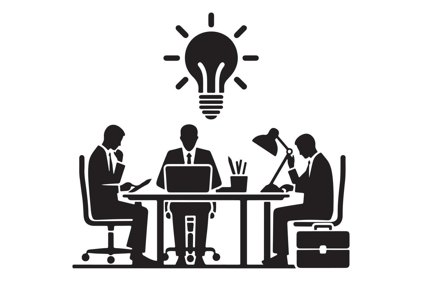 Simple Work at Desk Icon Silhouette Illustration vector