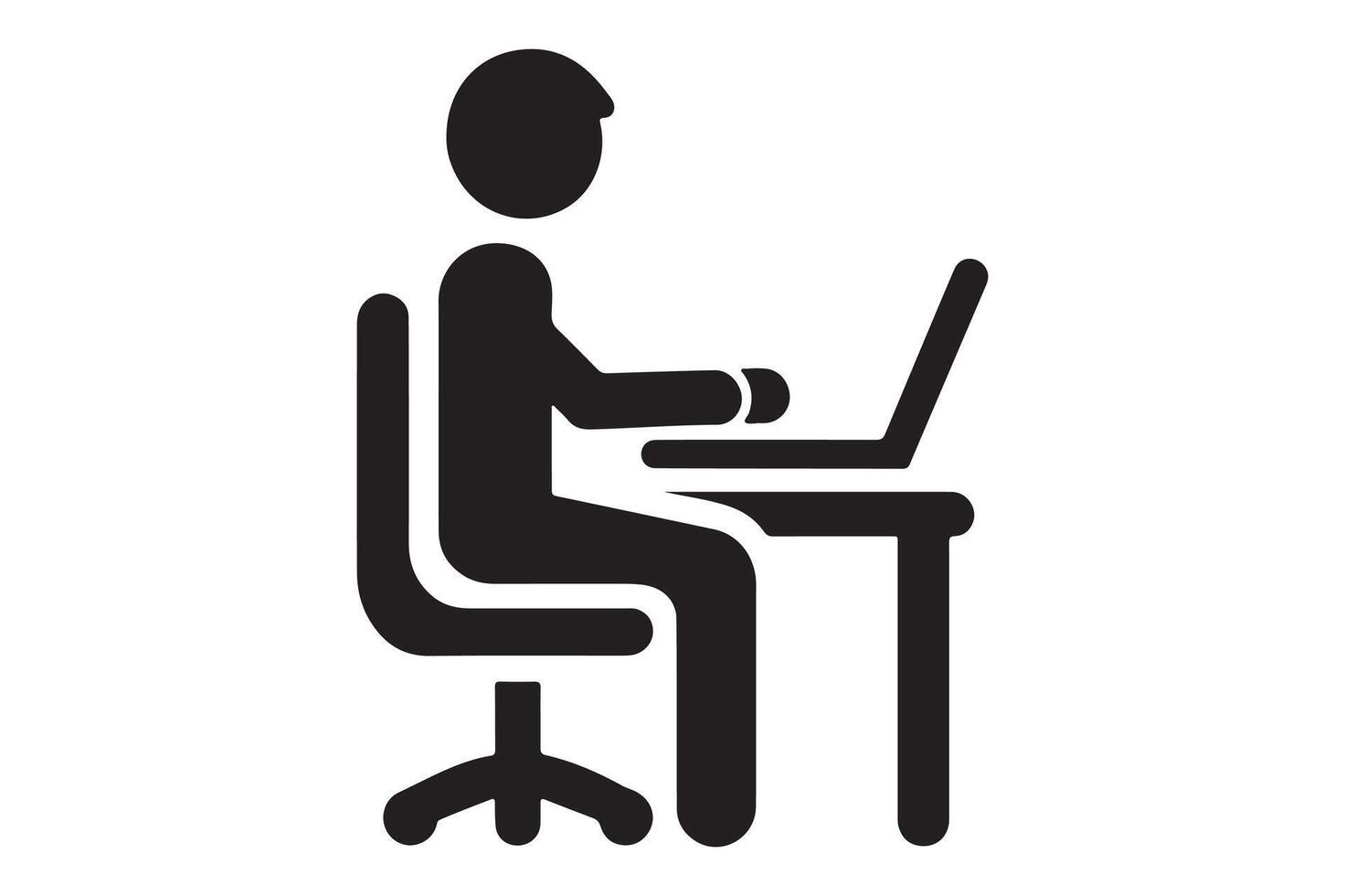 Black Silhouette of Desk Job Icon for Professional Use vector