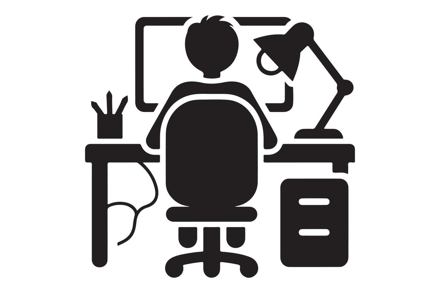 Simple Workstation Silhouette Icon on White Background vector