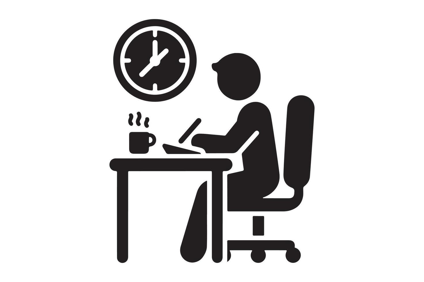 Modern Black Silhouette of Desk Work Icon for Office Projects vector