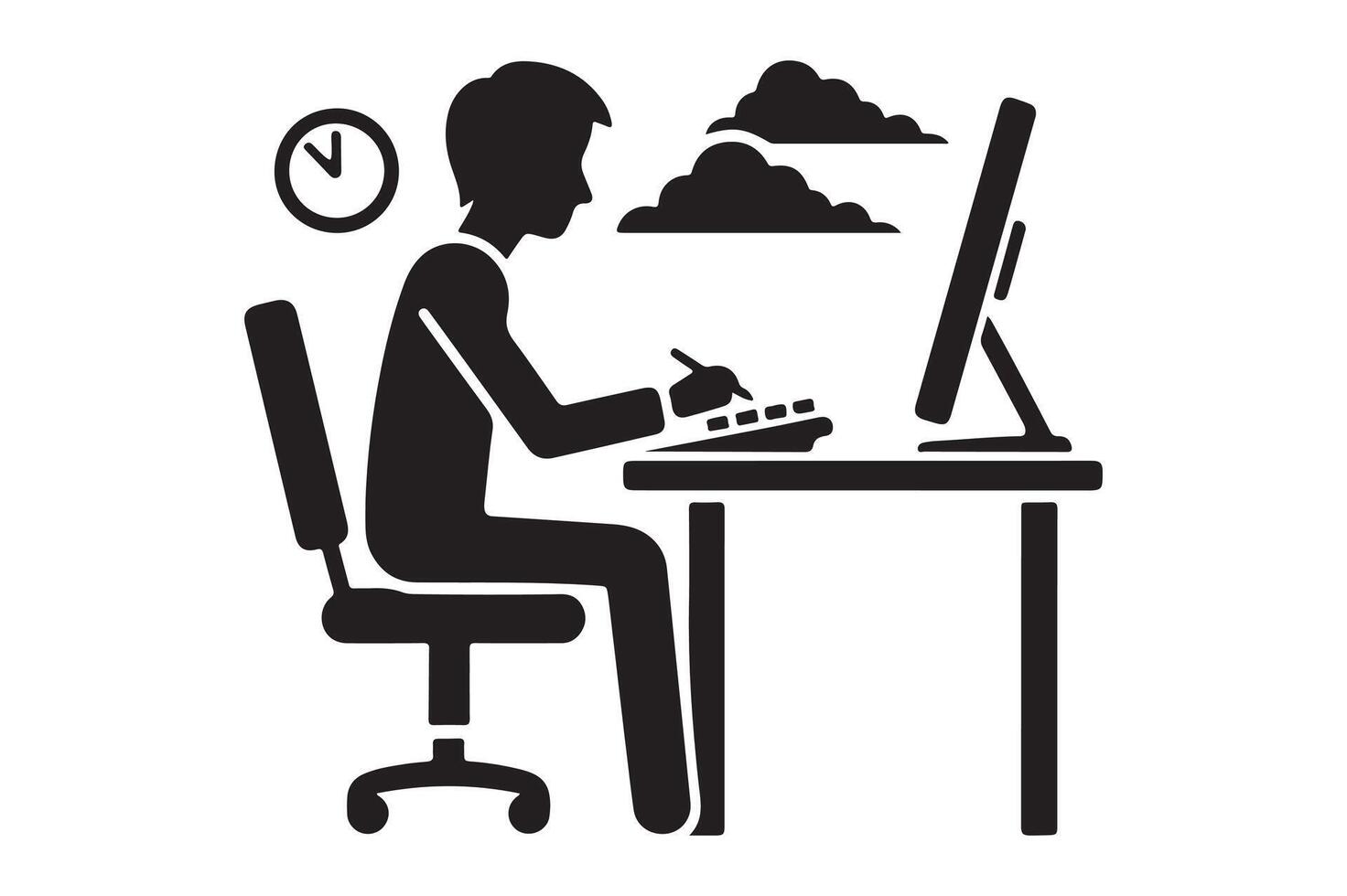 Professional Office Worker Silhouette Icon for Business Use vector