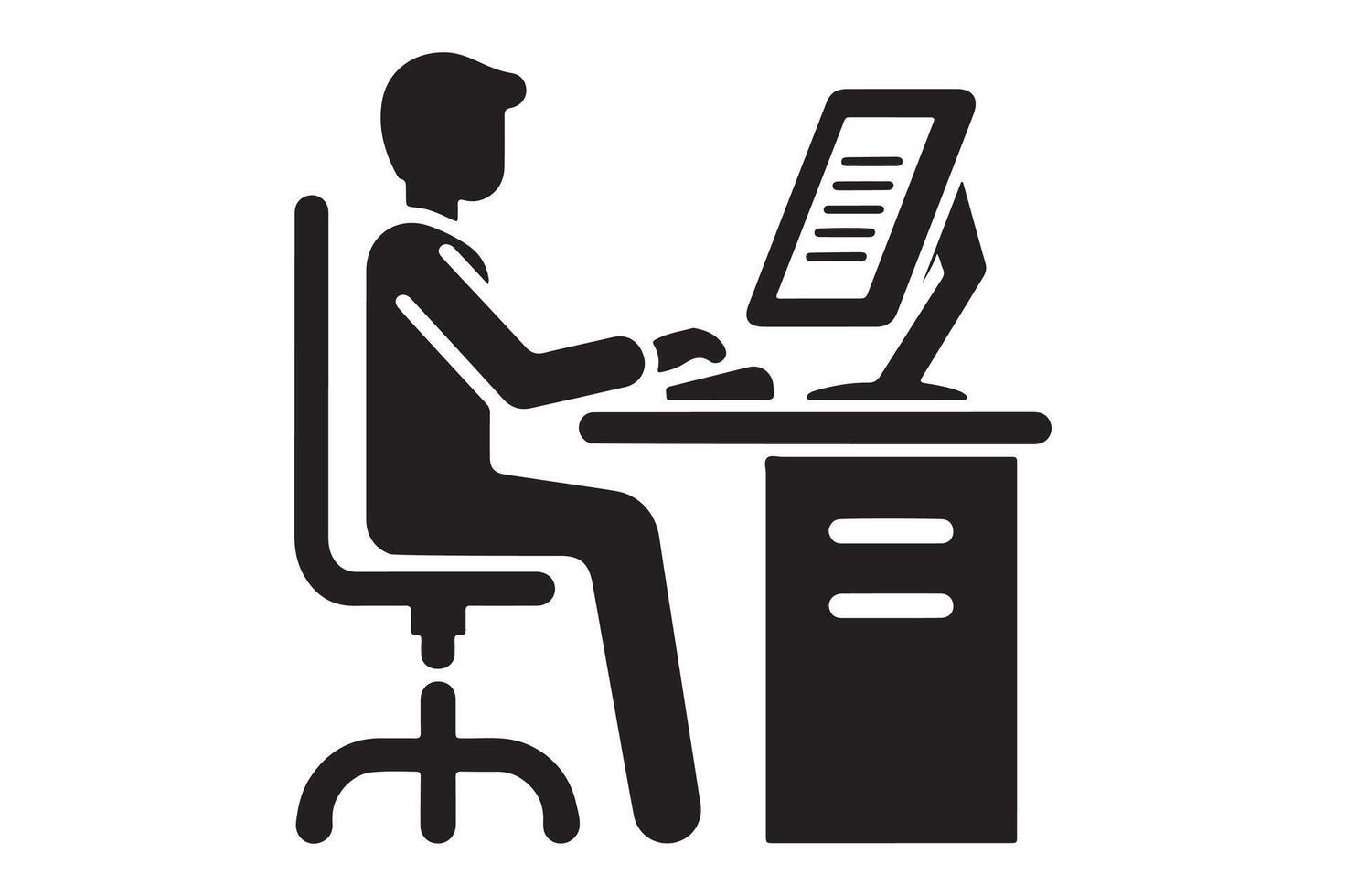 Clean Working at Desk Silhouette Icon for Workplace Illustrations vector