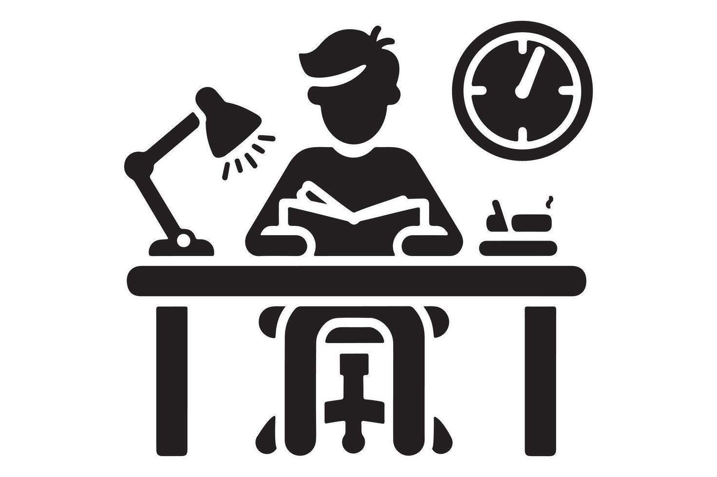 Simple Office Setup Icon with Worker Silhouette vector