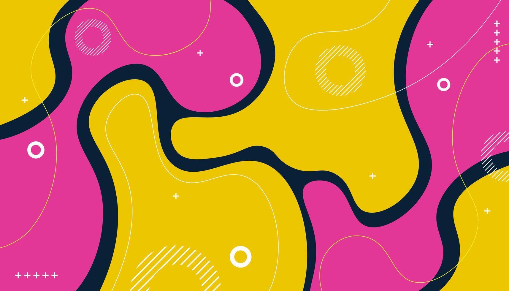 Abstract Colorful Shapes on Yellow Background vector