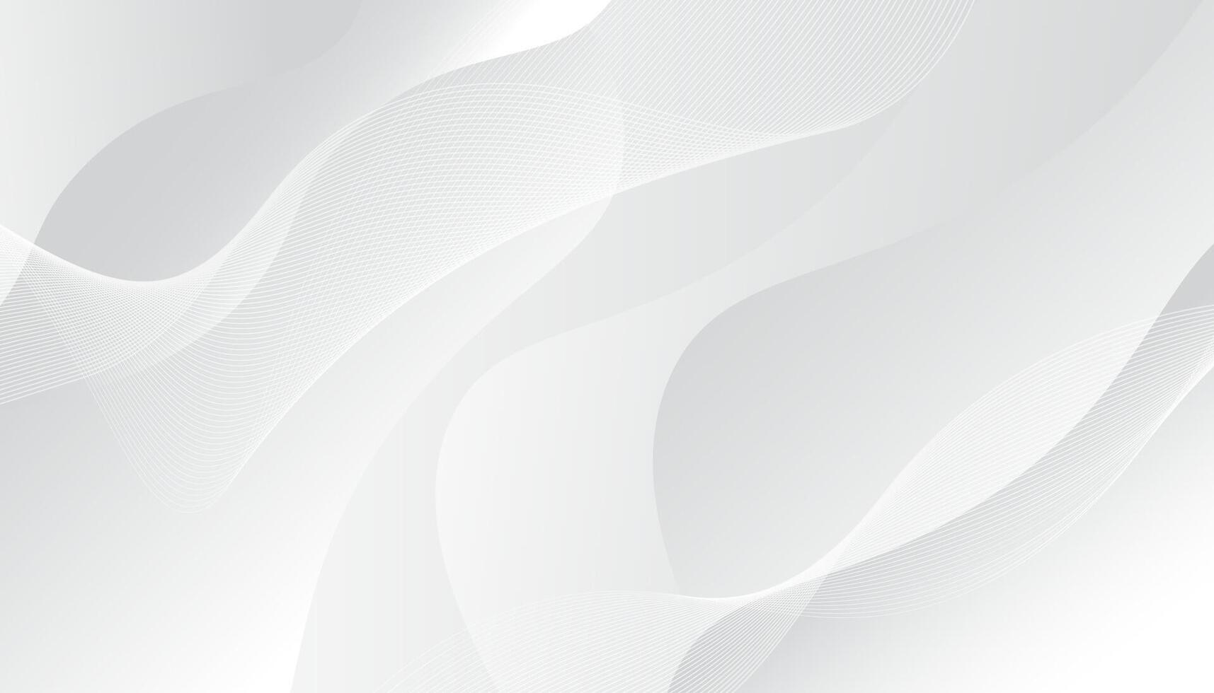 Abstract white and grey background with dynamic waves vector