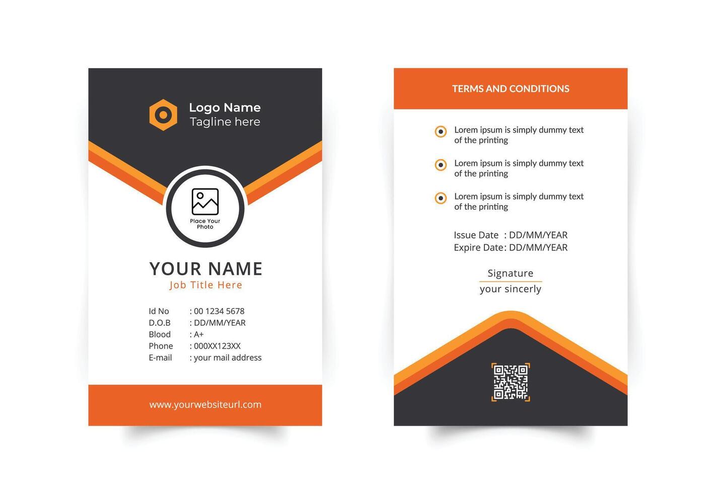 Abstract vertical id card template vector