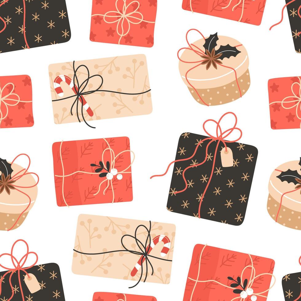 Seamless Gift Box Pattern on White Background 51589794 Vector Art at ...