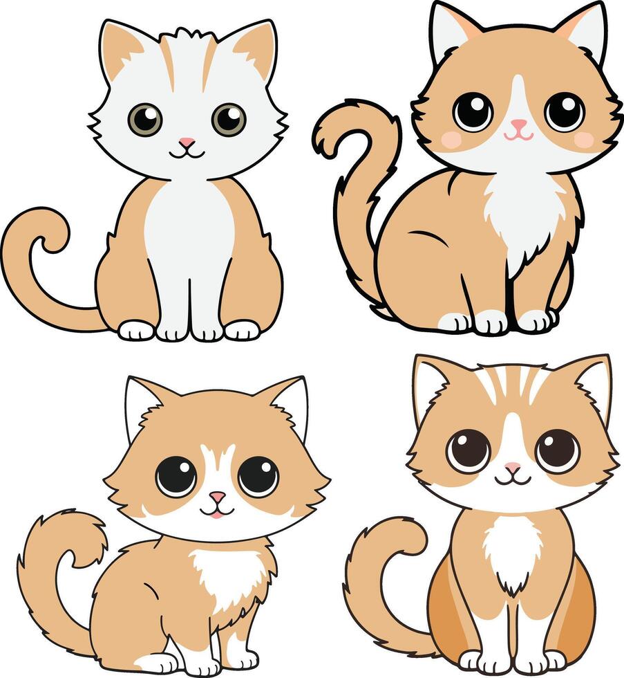 Four cute kittens vector