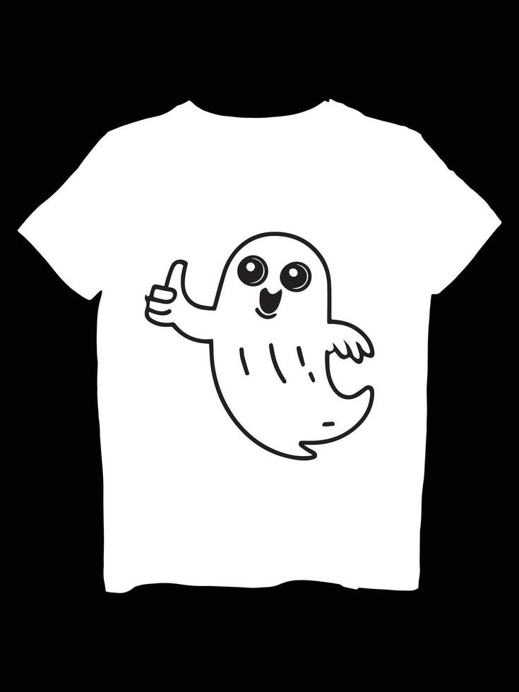 A white t - shirt with a cartoon ghost on it vector