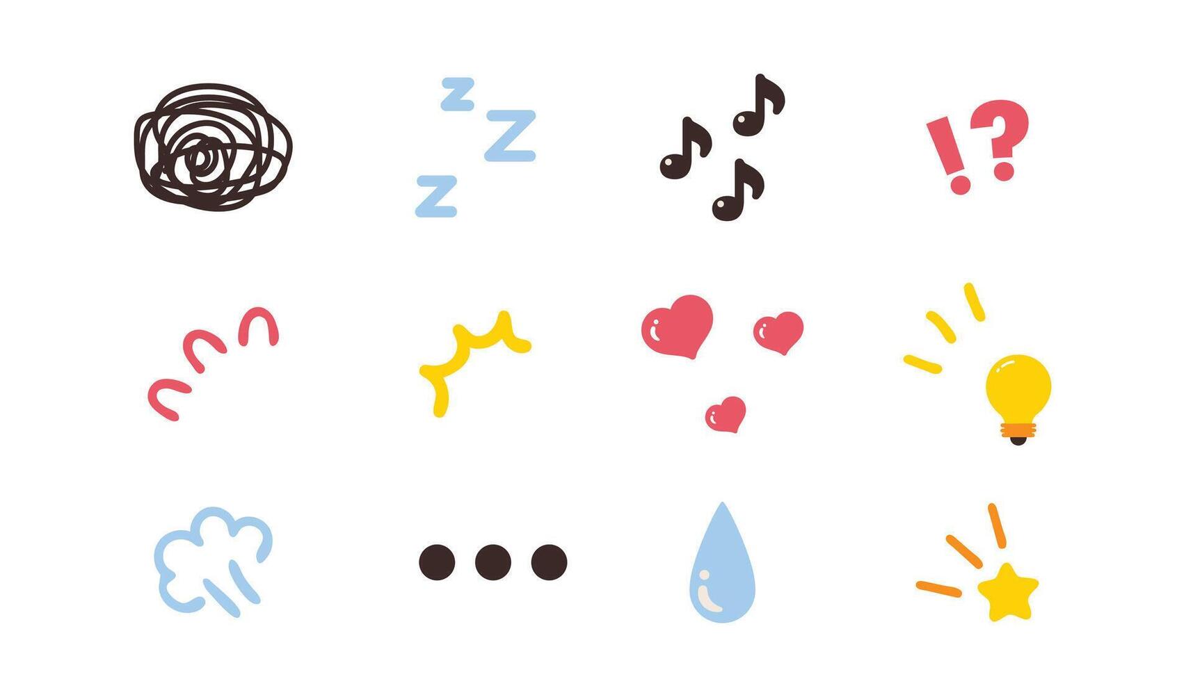 Set of hand drawn doodle icons. Illustration. vector