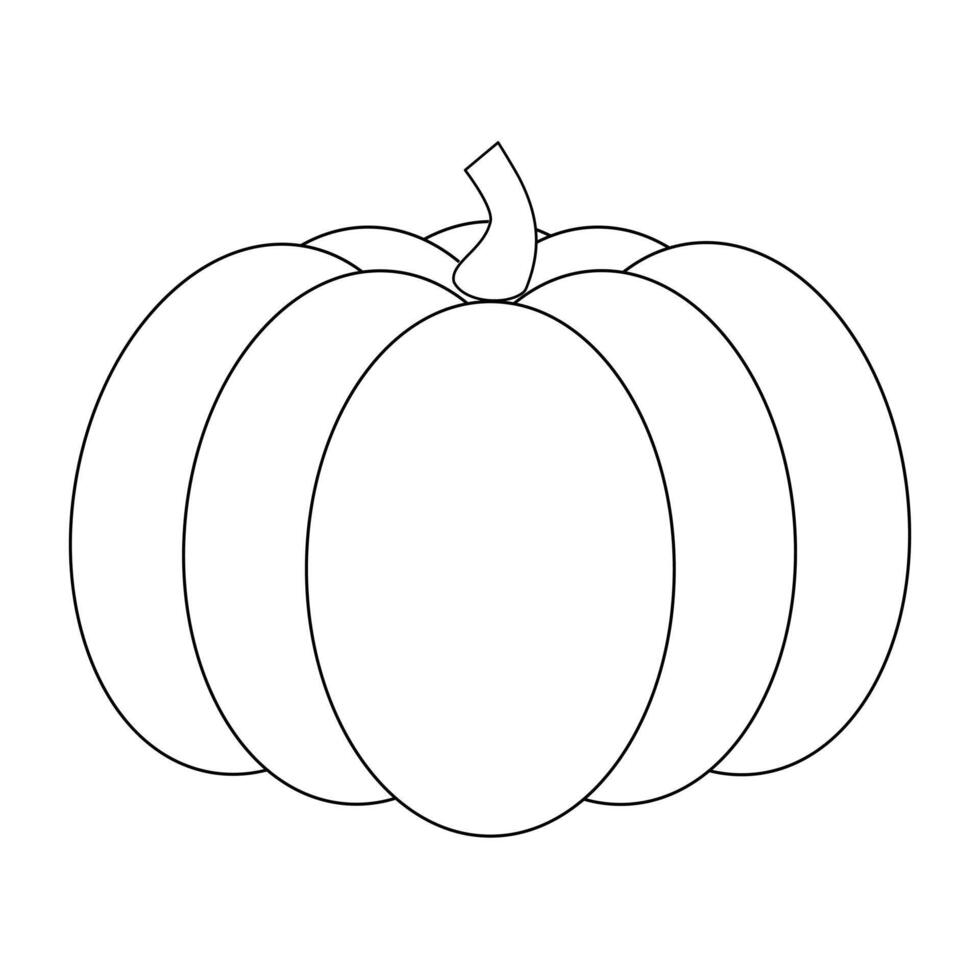 Pumpkin is drawn with a black outline for coloring and isolated on a white background. vector