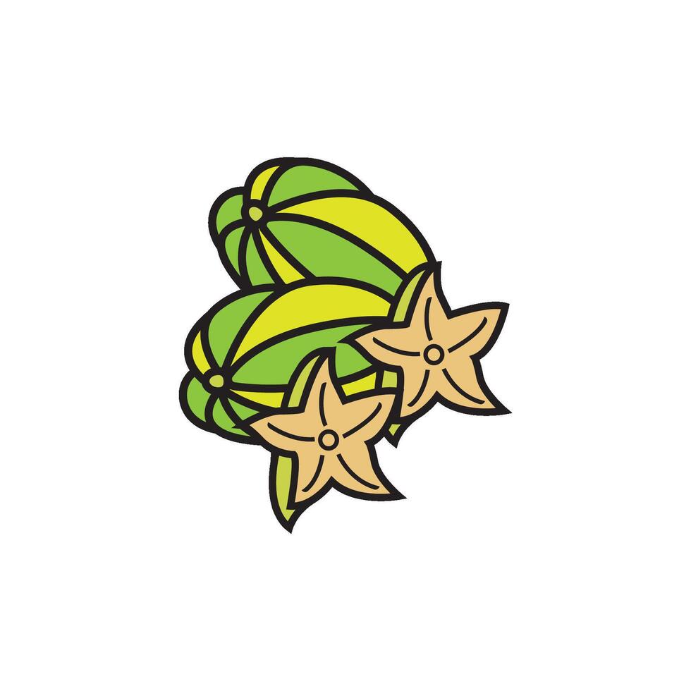 A green and yellow starfish with a star on it vector