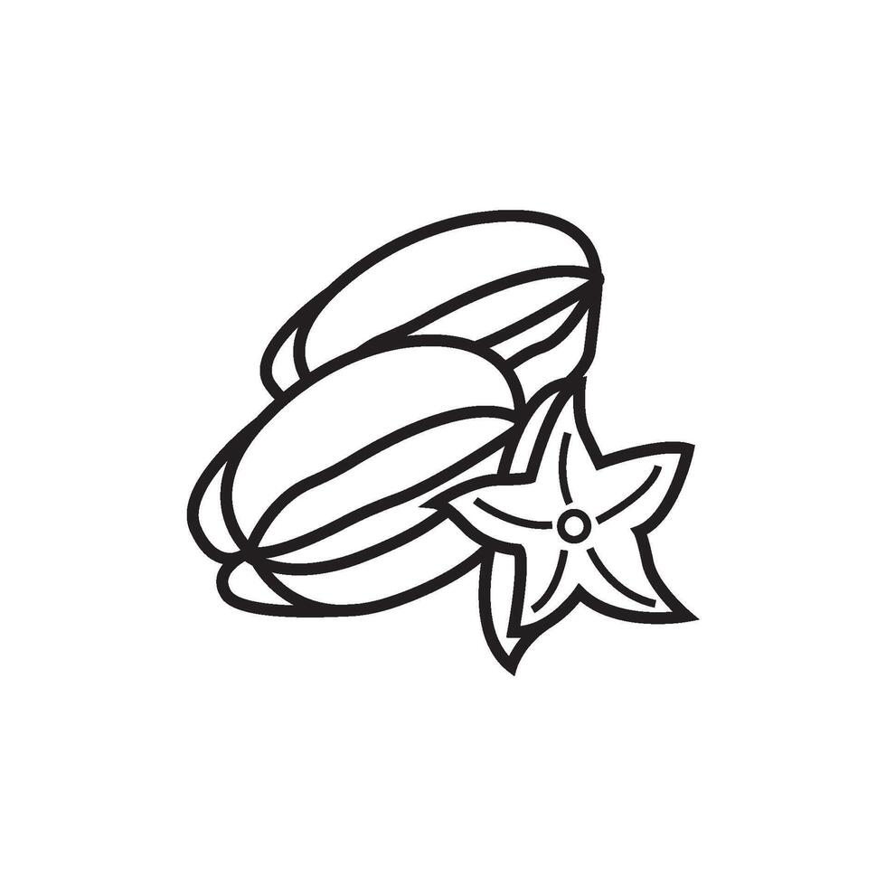 A black and white drawing of a starfish and a shell vector