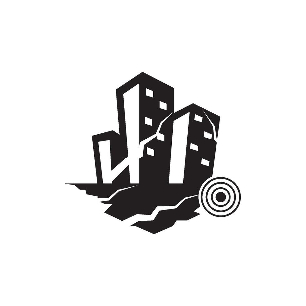 A black and white logo for a building vector