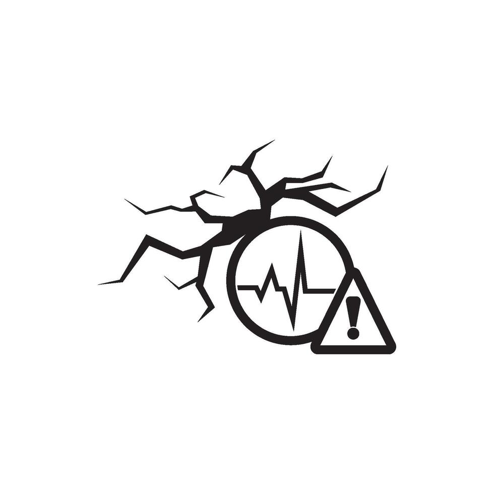 A black and white image of a broken tree with an ecg icon vector