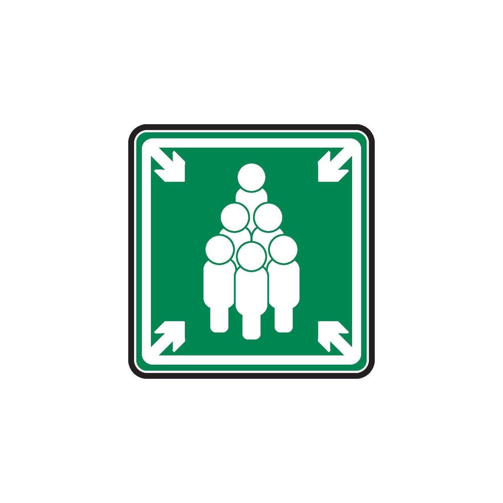 A green and white sign with people in it vector