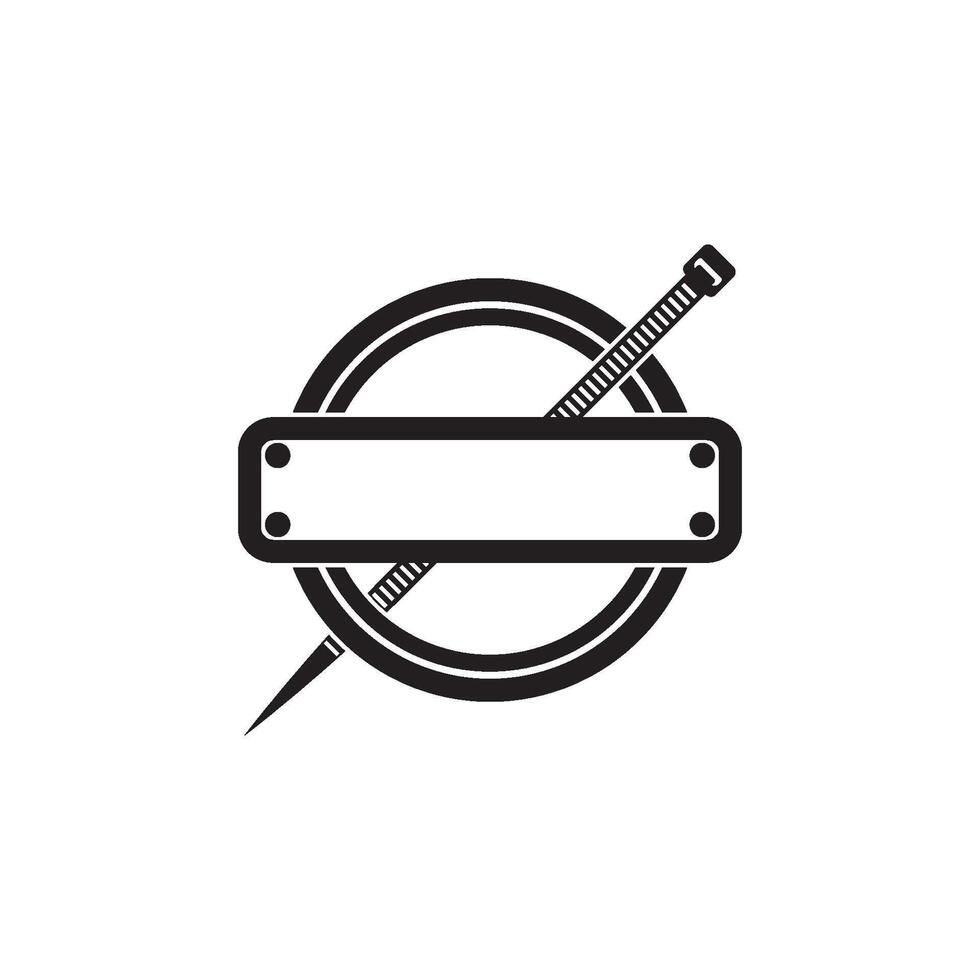 A black and white logo of a needle and a needle vector