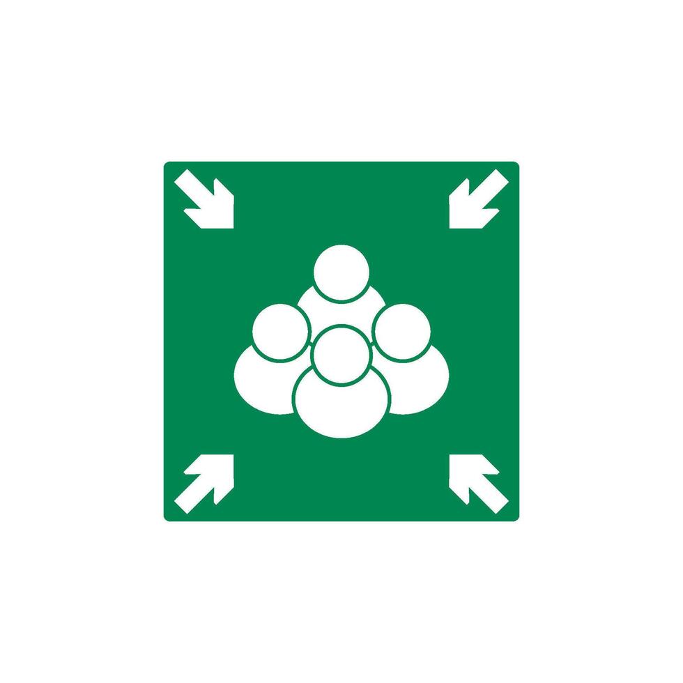 A green sign with arrows pointing to a group of people vector