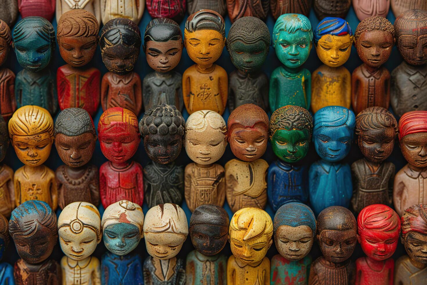 The concept of diversity of cultures and ethnicity in society. Many human figures of different colors. photo