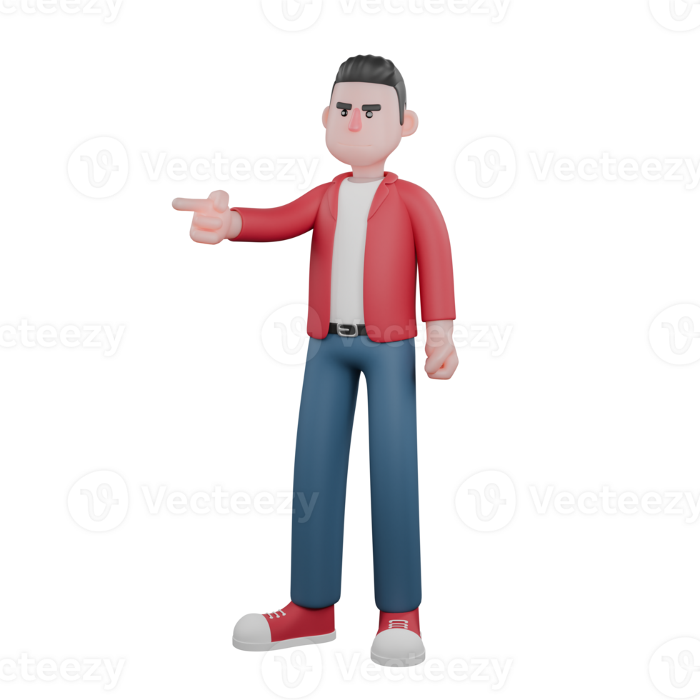 3D Male Singer Cartoon. A male singer is standing with his right hand pointing forward. Music Performer png