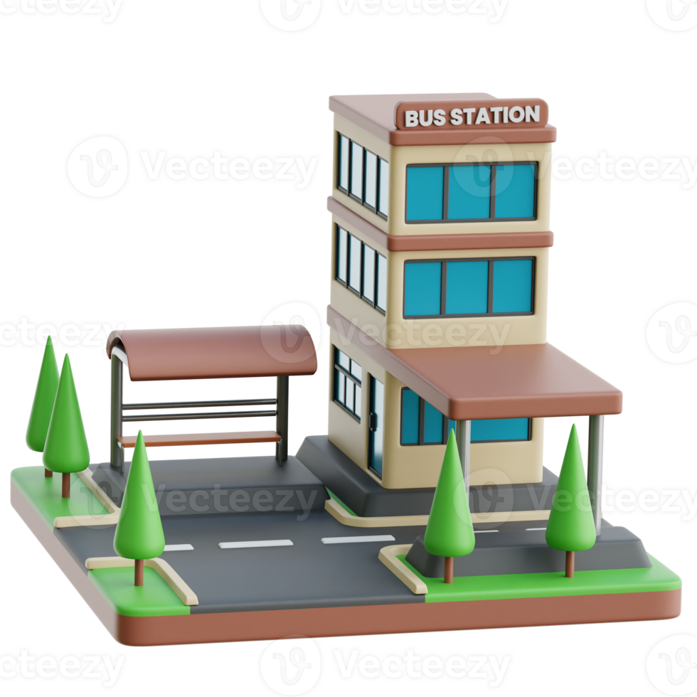 Bus Station Buildings 3d Illustration png