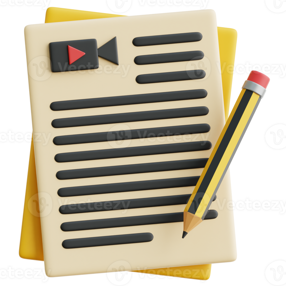 Movie Script 3d Illustration png