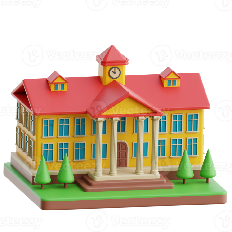 School Buildings 3d Illustration png