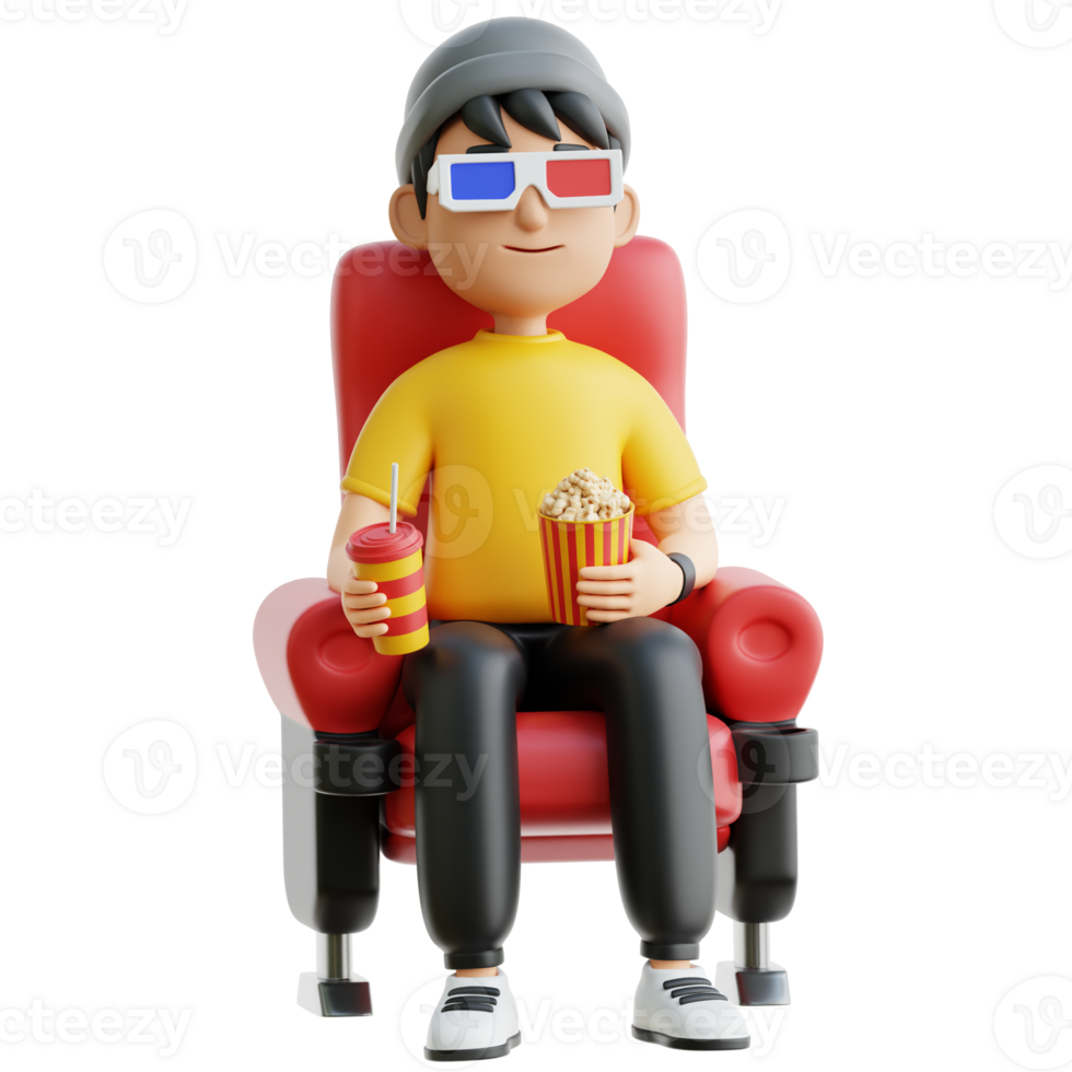 Watching Movie 3d Illustration png
