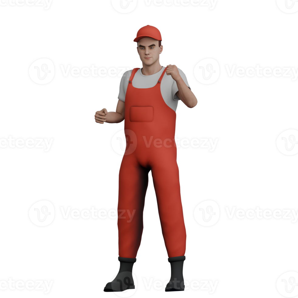 3D Model of Male Mechanic. A male mechanic stands while giving encouragement. Professional Auto Expert png