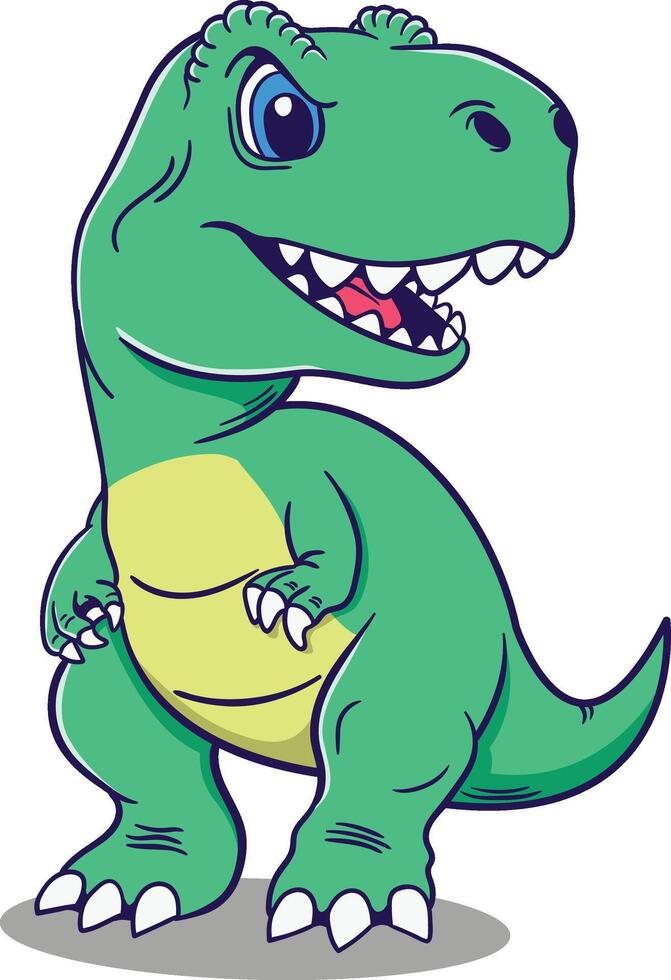 Funny cartoon t-rex illustration vector
