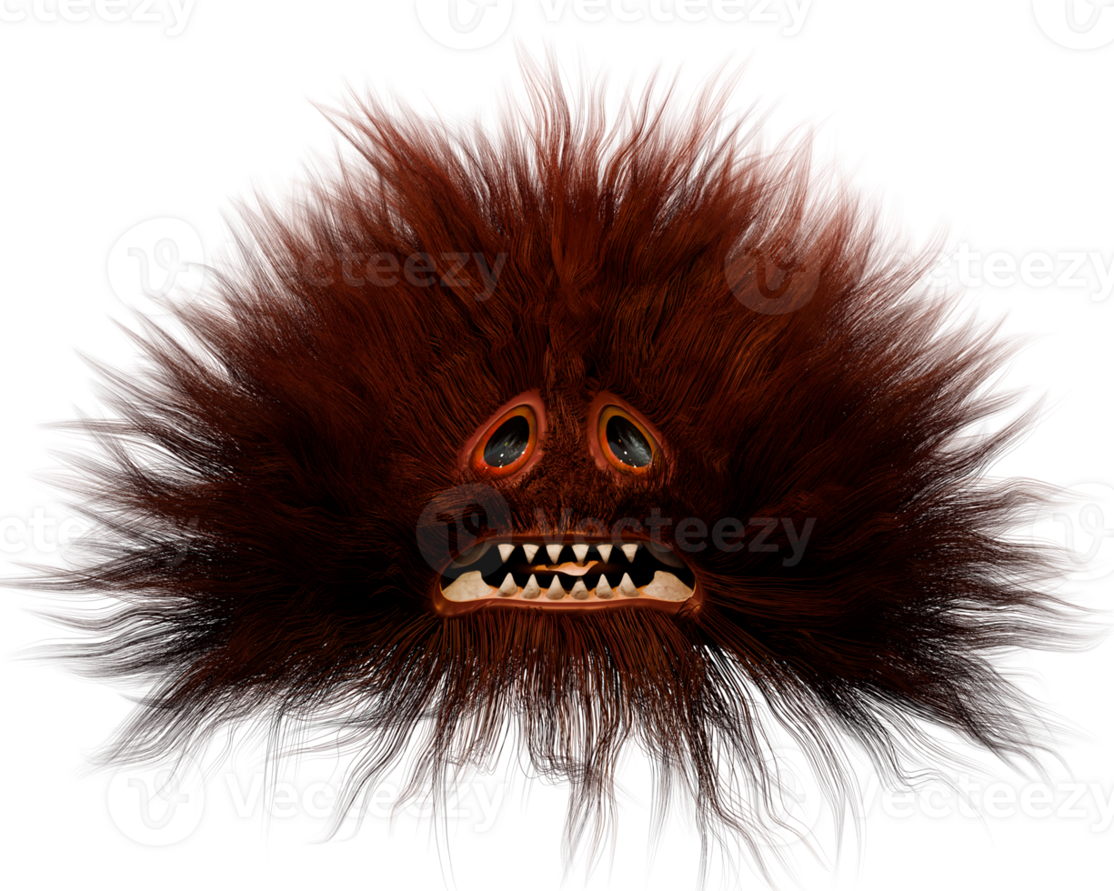 A furry monster with big teeth and a big mouth png