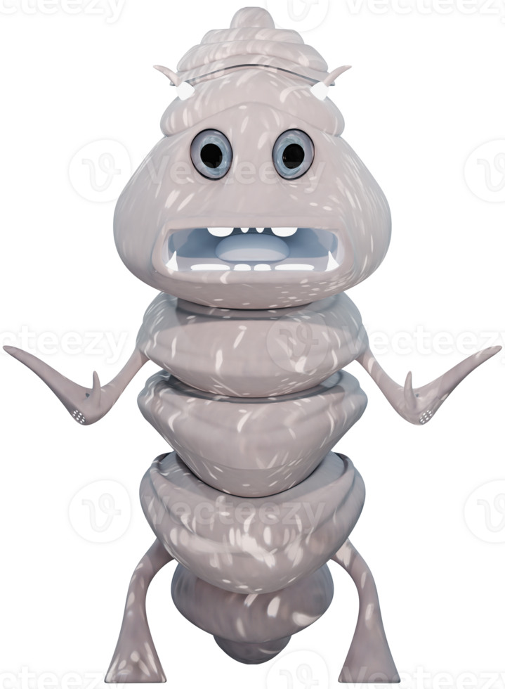 A cartoon larva character with a big head and a big mouth png