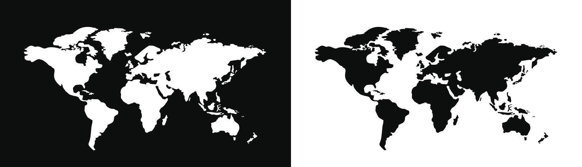 silhouette world map template with all continents vector