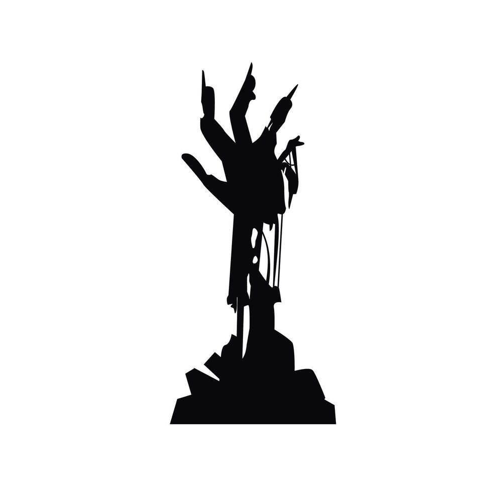torn zombie hand coming out of the ground. Spooky Halloween decoration suitable for posters and web vector