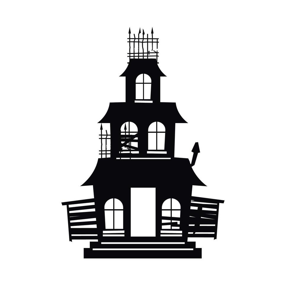 Creepy house. Flat illustration of broken and horror building icon, perfect for Halloween. vector