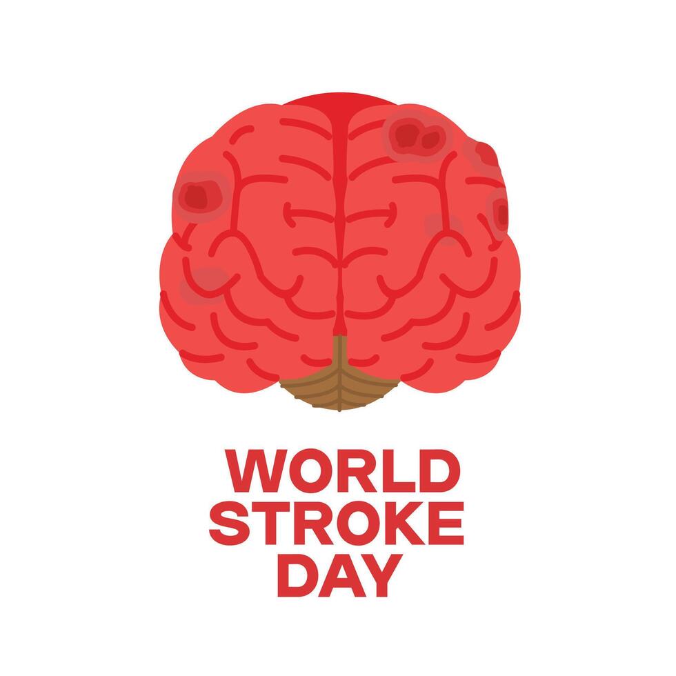 world stroke day, illustration of brain with disease and brain failure. suitable for posters and banners vector