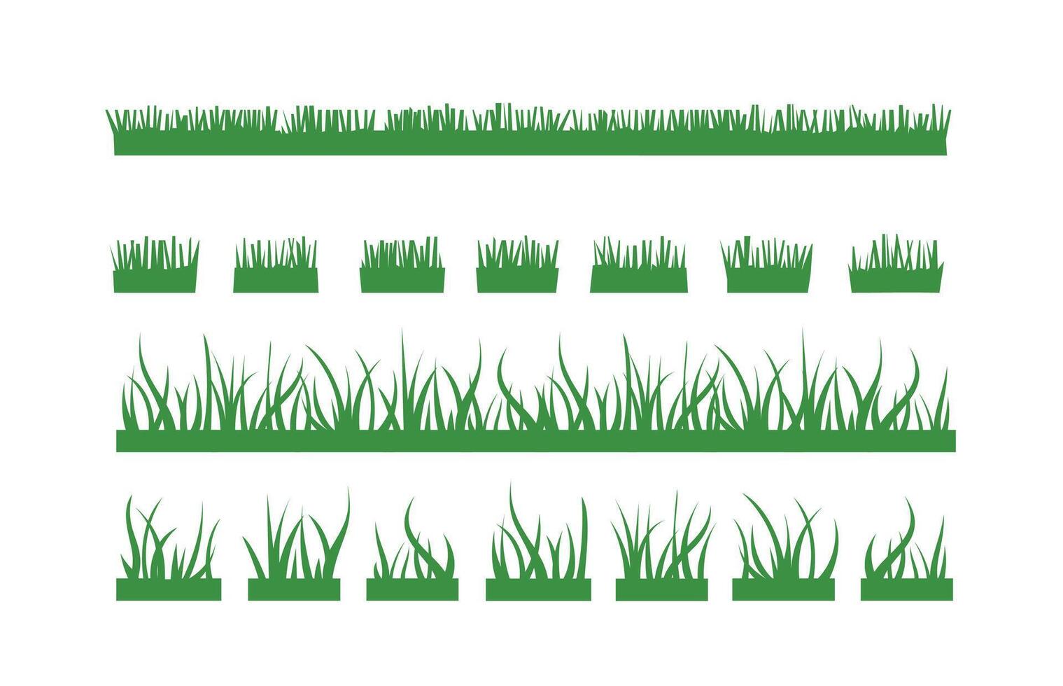green cut grass, plants on the plain. Isolated lawn landscape, frame elements. vector