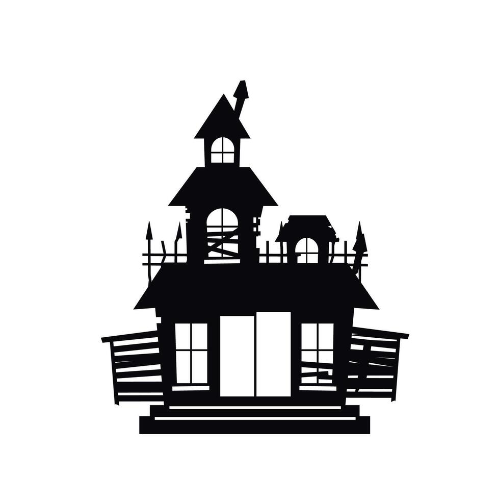 Creepy broken house. Flat illustration of broken and horror building icon, perfect for Halloween. vector