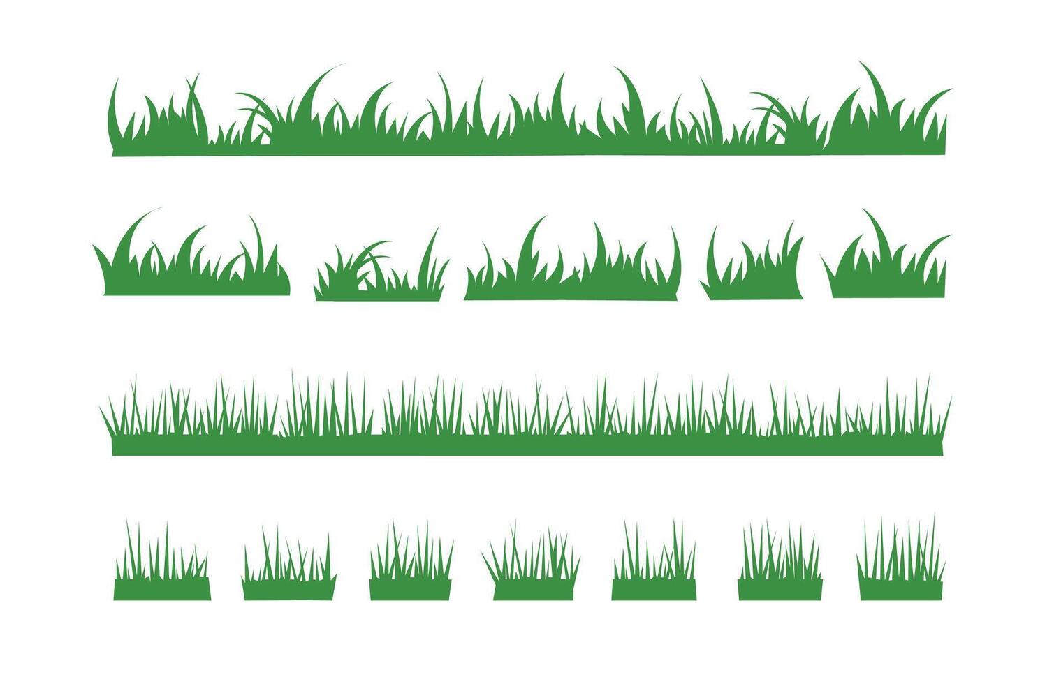 green cut grass, plants on the plain. Isolated lawn landscape, frame elements. vector