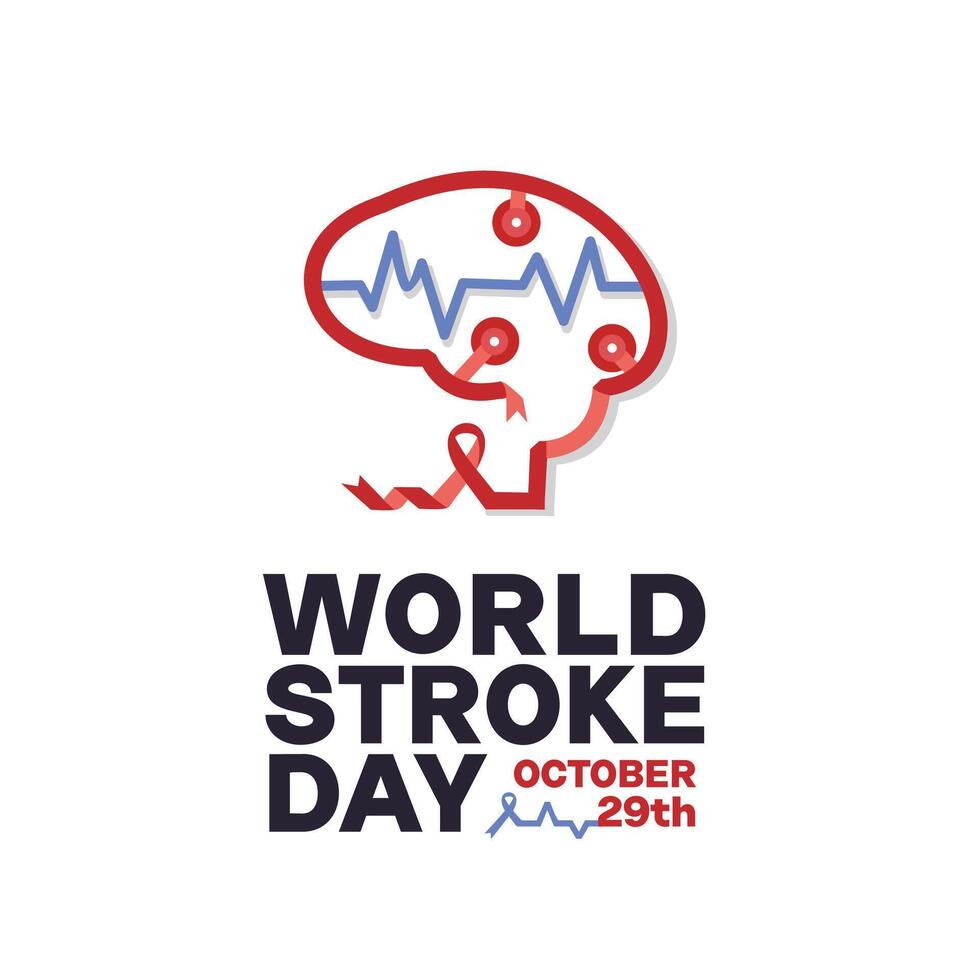 World Stroke Day, illustration of a brain-shaped ribbon with side-view frequency. Suitable for posters and banners vector