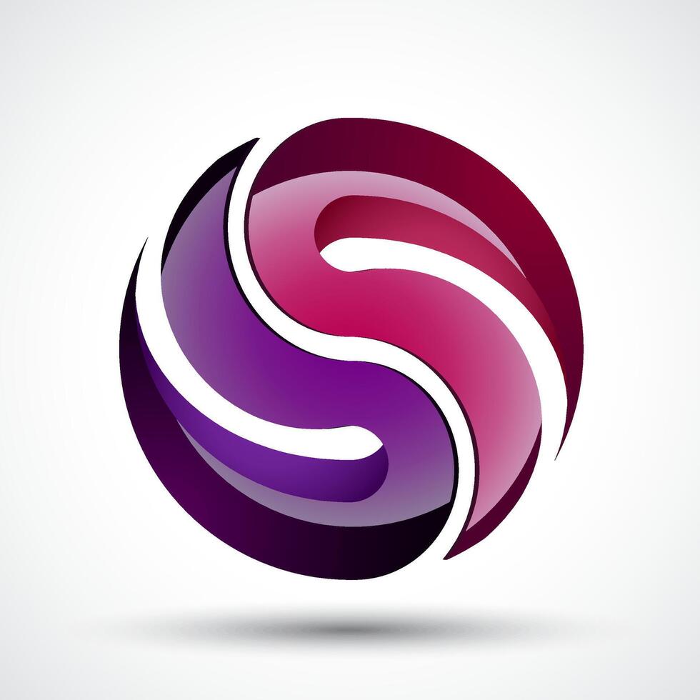 purple color 3d circle logo illustratio vector