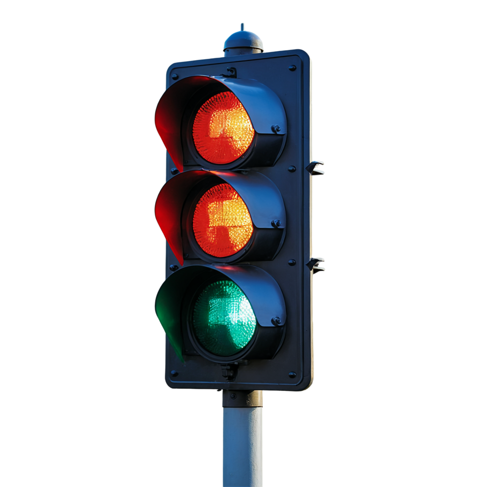 Illustration of a Traffic Light on a Transparent Background, Ideal for Educational and Design Projects png