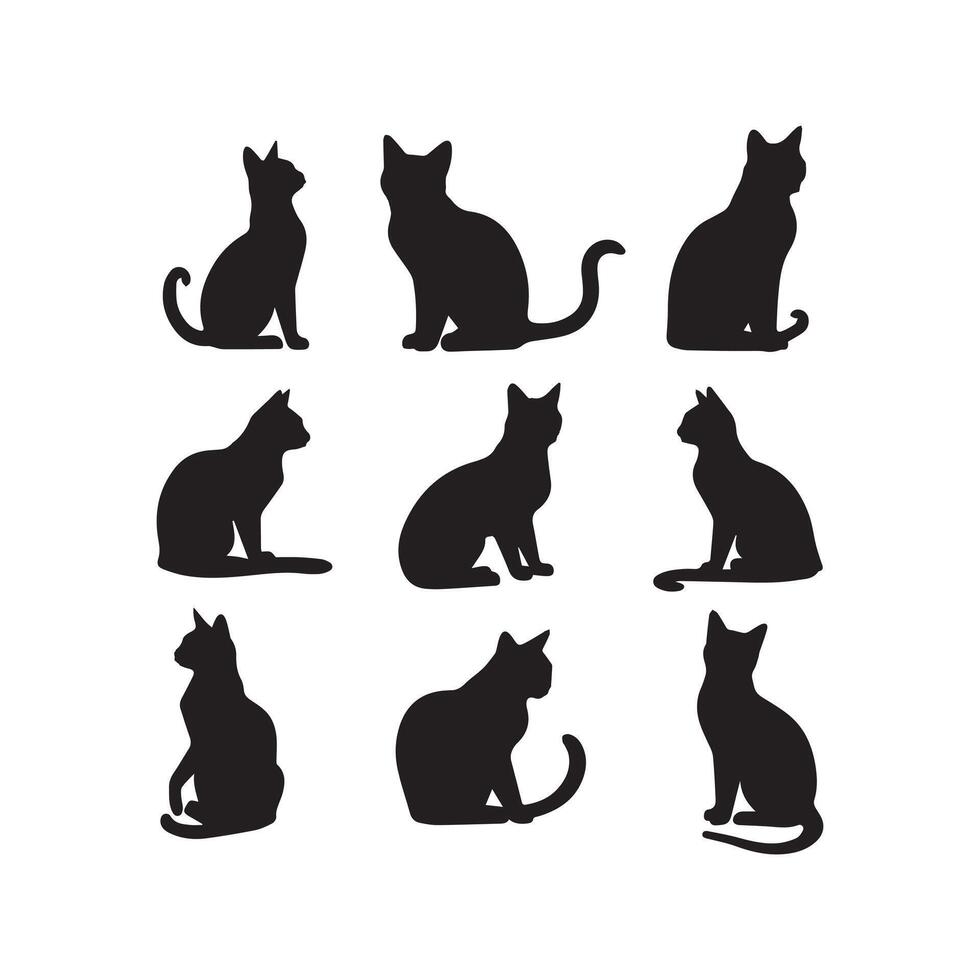 Cat silhouette in 2D flat illustration vector